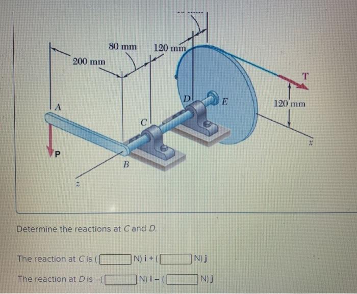 Solved 80 mm 120 mm 200 mm T D E 120 mm A C Р B Determine | Chegg.com