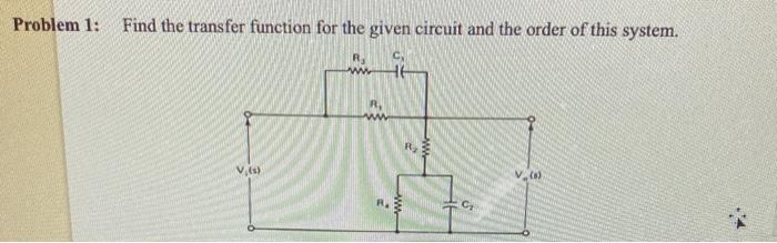 Solved Problem 1: Find the transfer function for the given | Chegg.com