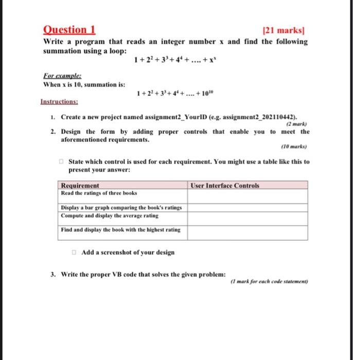 Question 1 [21 marks Write a program that reads an | Chegg.com