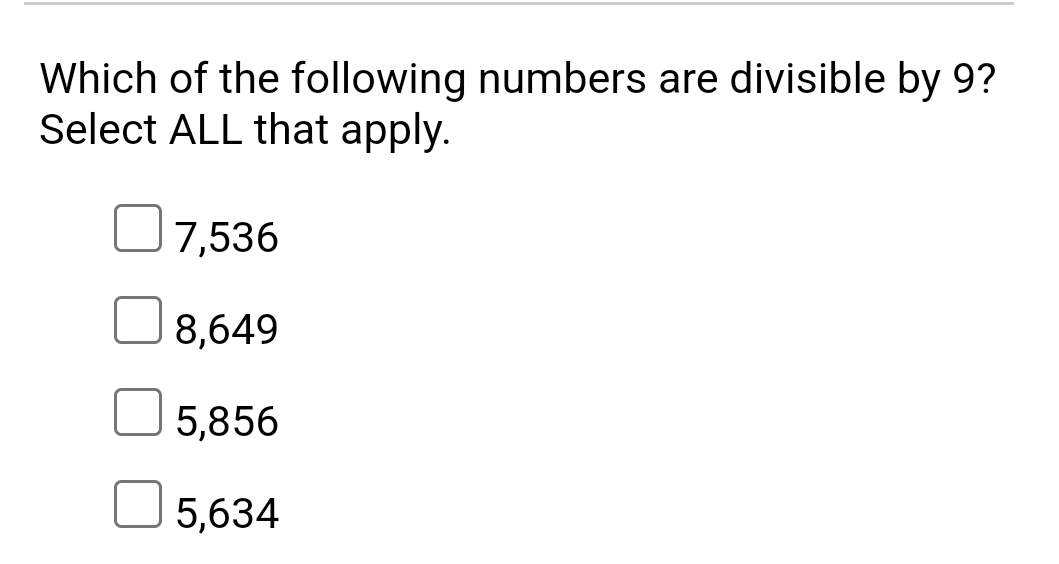 Solved Which of the following numbers are divisible by | Chegg.com