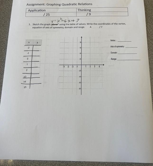 quadratic relations assignment