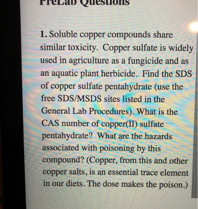 Solved tons 1. Soluble copper compounds share similar