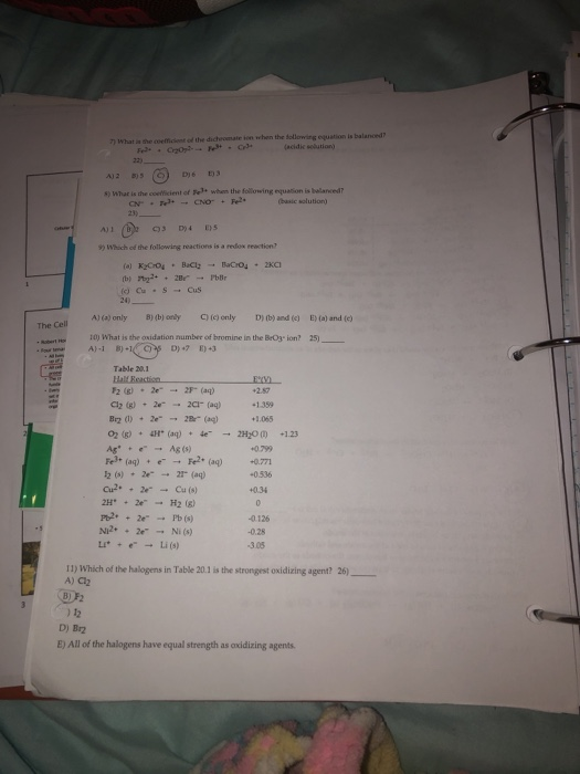 Solved Unit 7 HW Electrochemistry 2.) Which one of the