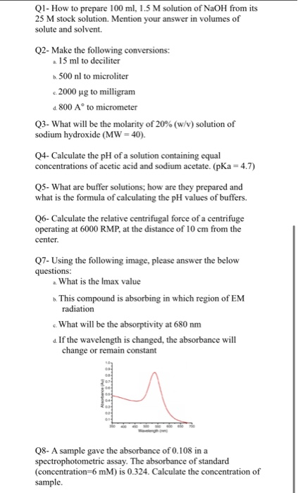 Q1 How To Prepare 100 Ml 1 5 M Solution Of Naoh Chegg Com