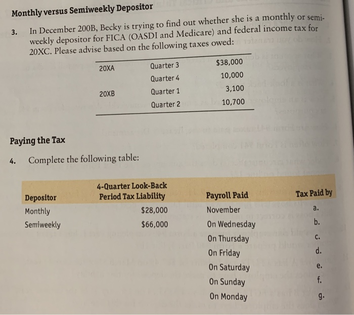 Solved Monthly Versus Semiweekly Depositor 3 In December Chegg
