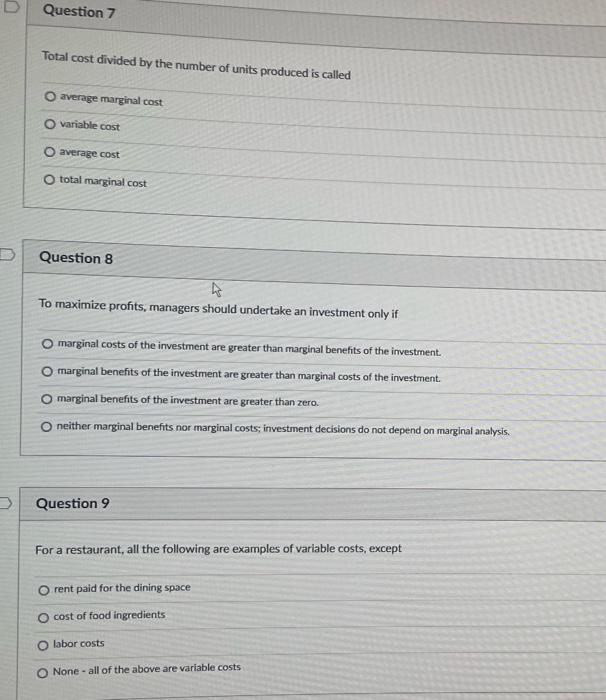 Solved Total cost divided by the number of units produced is | Chegg.com