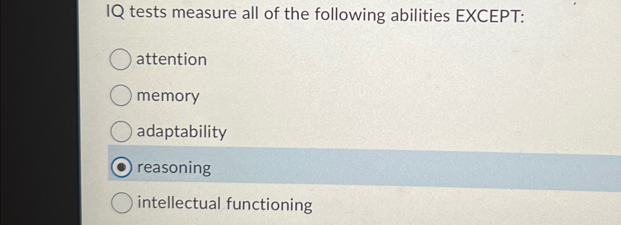 Solved IQ tests measure all of the following abilities | Chegg.com
