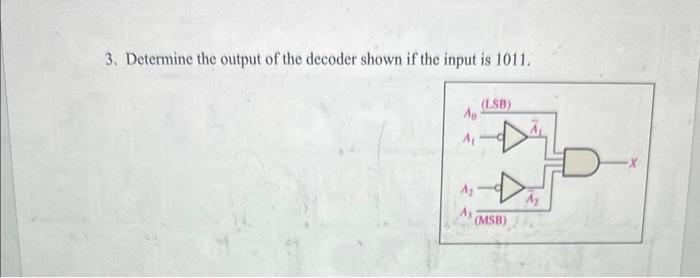 Solved 3. Determine the output of the decoder shown if the | Chegg.com image.