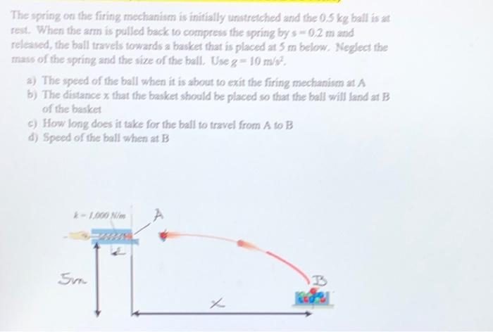 Solved The spring on the firing mechanism is initially | Chegg.com