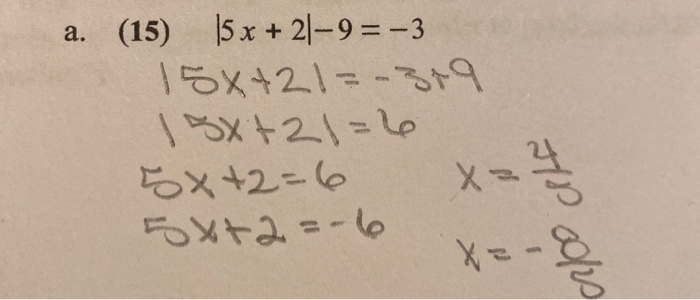 Solved a. (15) 5x + 21-9 = -3 121 89 ㅣ 21 = le 2 6 2 = - 16 | Chegg.com
