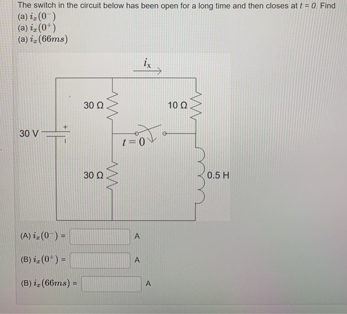 Solved The switch in the circuit below has been open for a | Chegg.com
