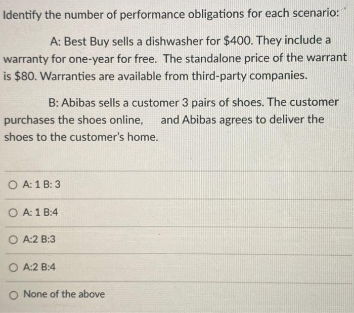 Solved Identify The Number Of Performance Obligations For | Chegg.com