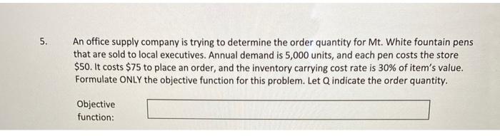 Solved An office supply company is trying to determine the Chegg
