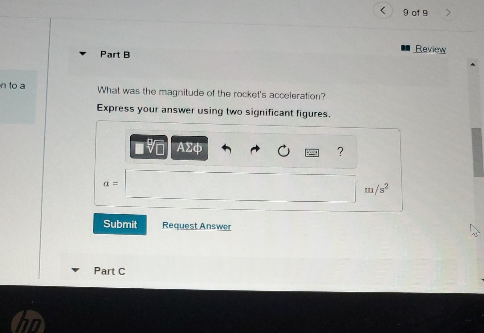 Solved A model rocket rises with constant acceleration to a