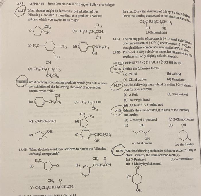 Solved CH, 472 CHAPTER 14 Some Compounds with Oxygen, | Chegg.com