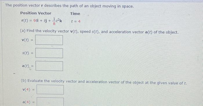 Solved The position vector r describes the path of an object | Chegg.com