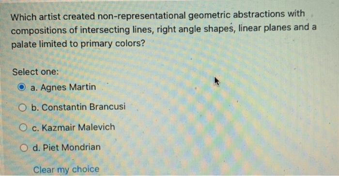 Solved Which artist created non-representational geometric | Chegg.com