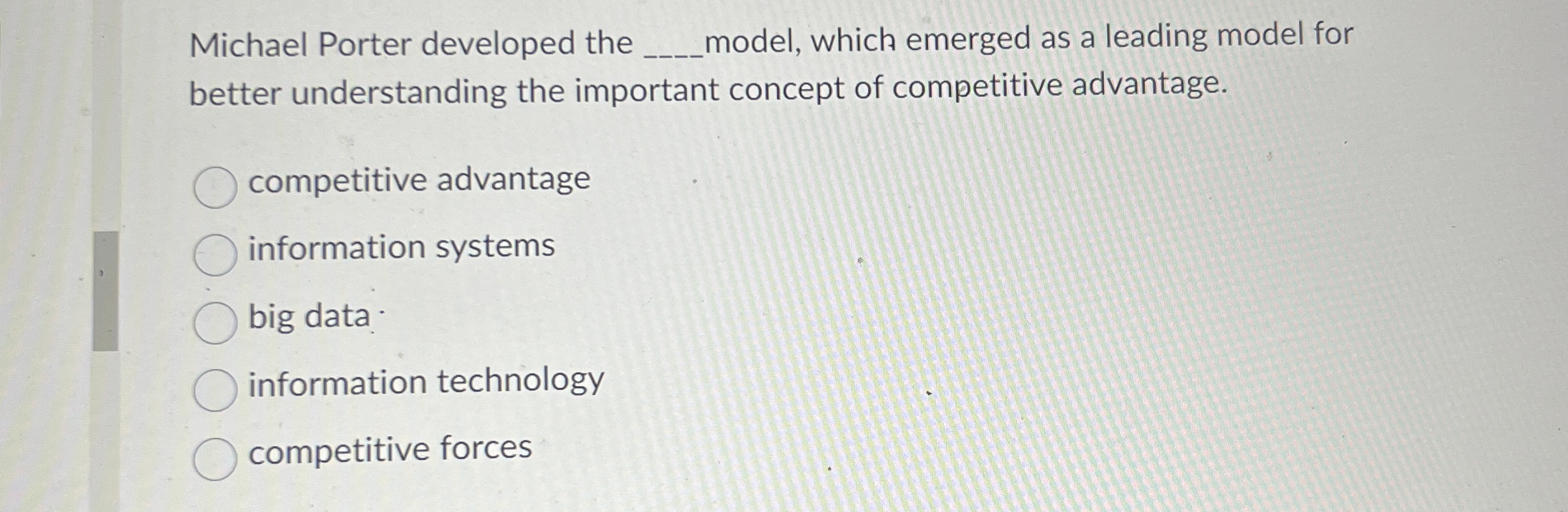 Solved Michael Porter developed the q, ﻿model, which emerged | Chegg.com