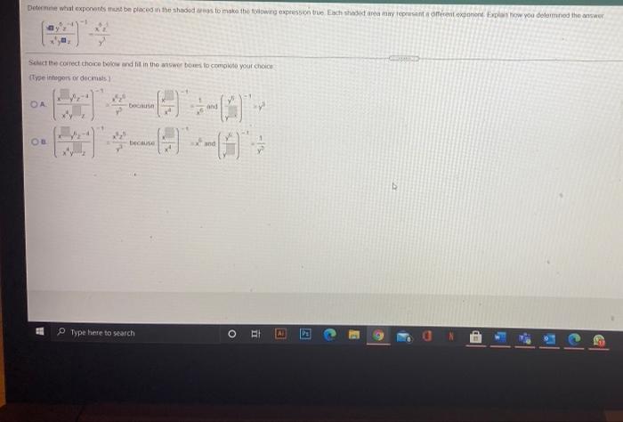 Solved Determine what exponents must be placed in the shaded | Chegg.com