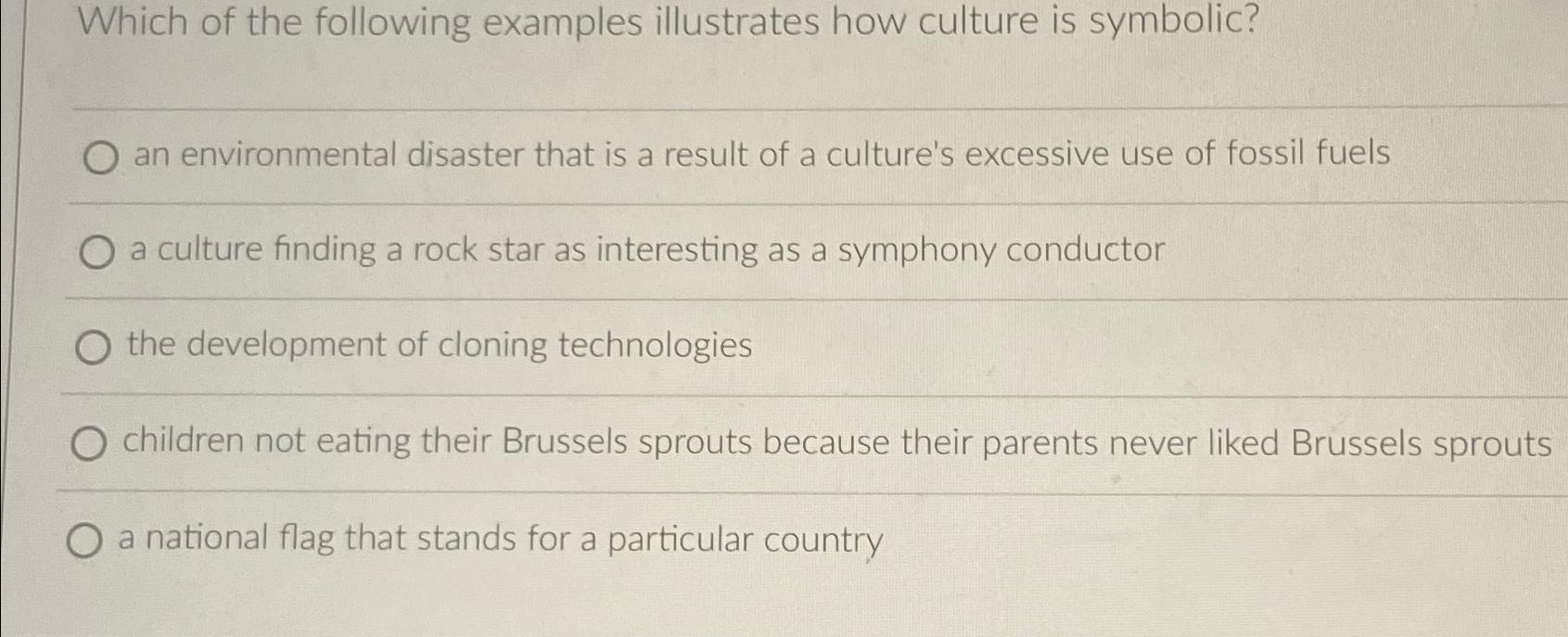 Solved Which of the following examples illustrates how