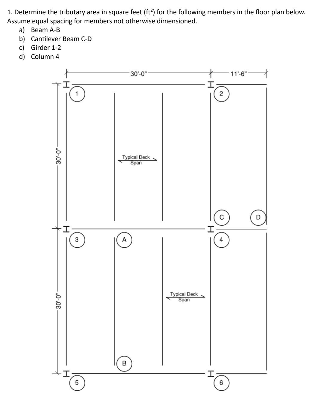 solved-1-determine-the-tributary-area-in-square-feet-ft2-chegg