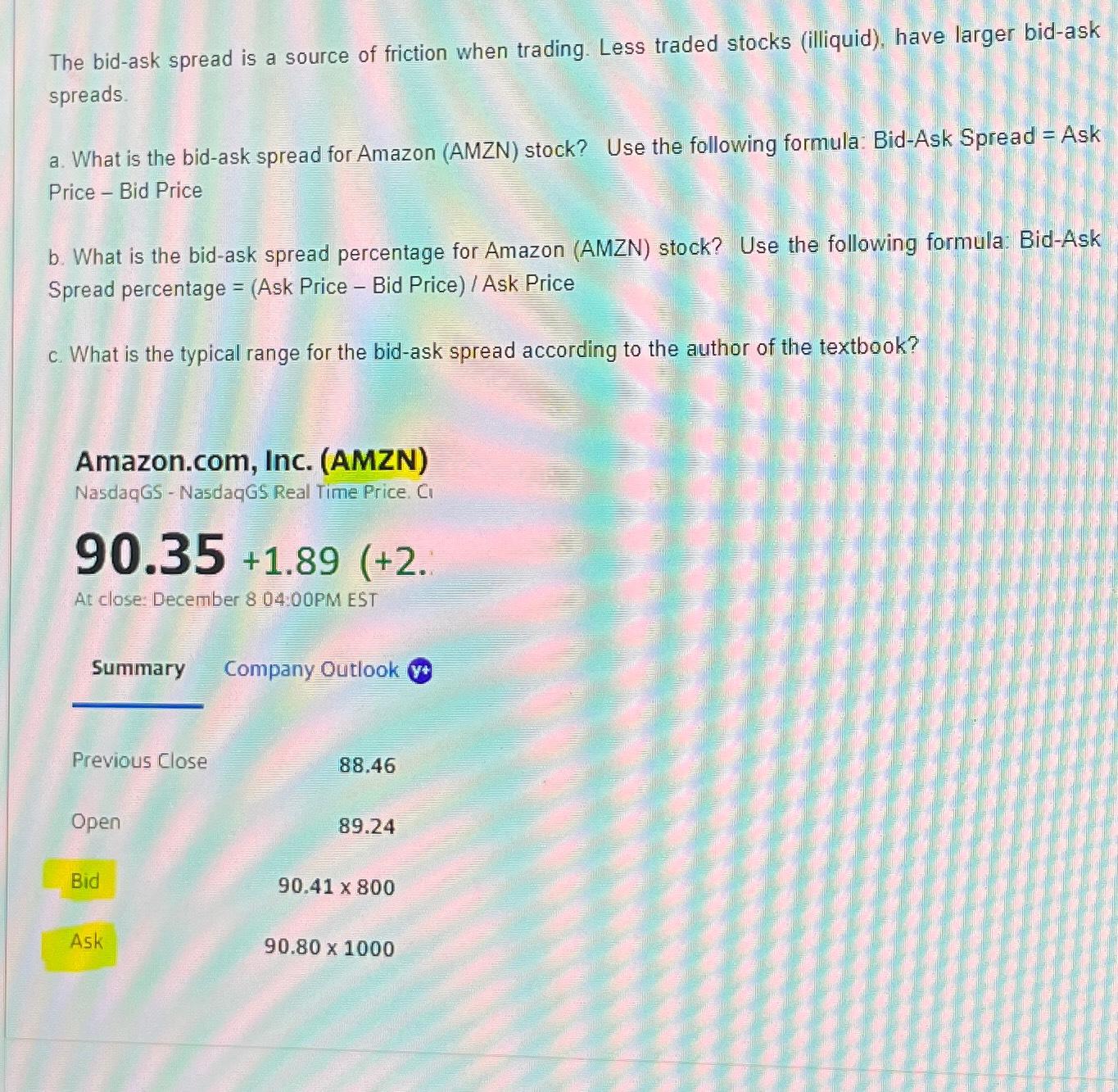 Solved The bid-ask spread is a source of friction when | Chegg.com