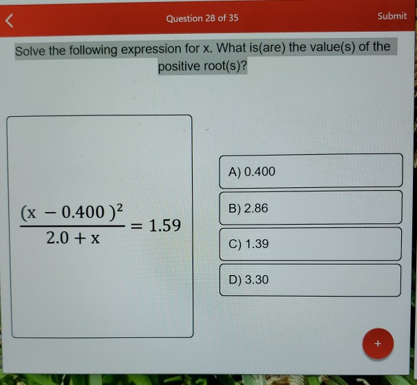 Solved Question 28 of 35 Submit Solve the following | Chegg.com