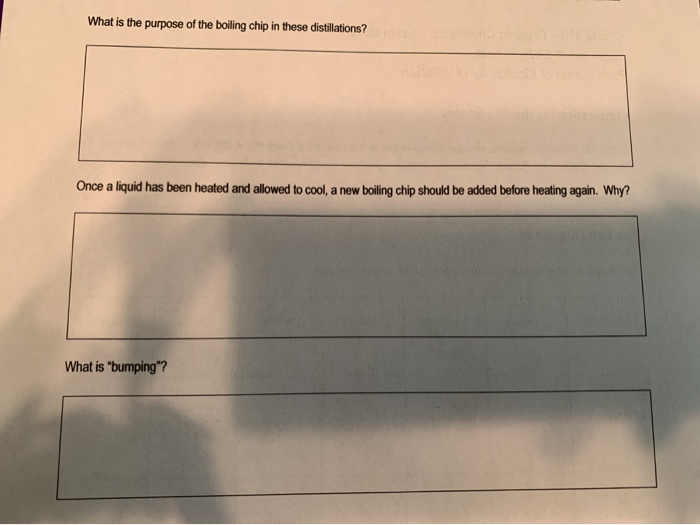 Solved What is the purpose of the boiling chip in these