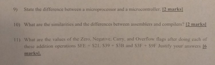 Solved 9) State the difference between a microprocessor and | Chegg.com