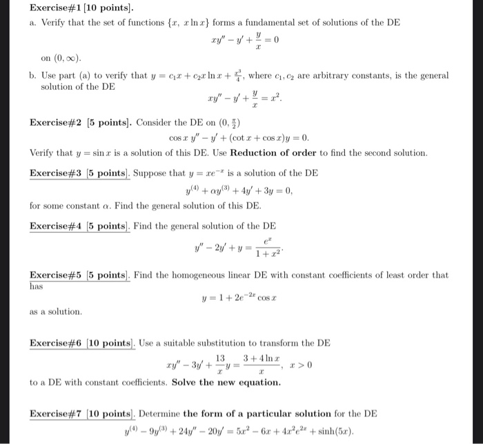 Solved Exercise 1 10 Points A Verify That The Set Of Chegg Com