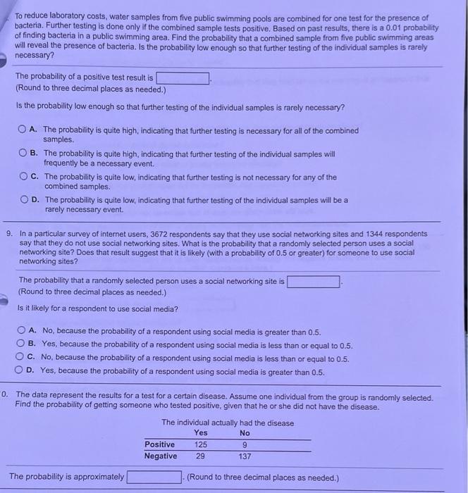 Solved To reduce laboratory costs, water samples from five