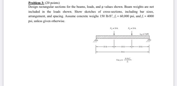 Solved Problem 3: (20 points) Design rectangular sections | Chegg.com