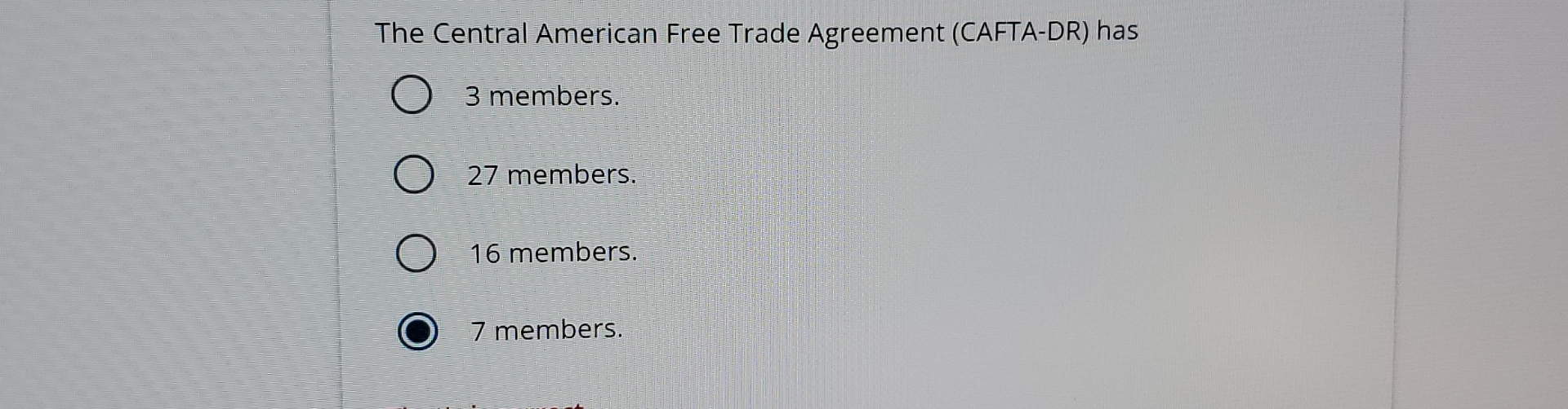 Solved The Central American Free Trade Agreement (CAFTA-DR) | Chegg.com