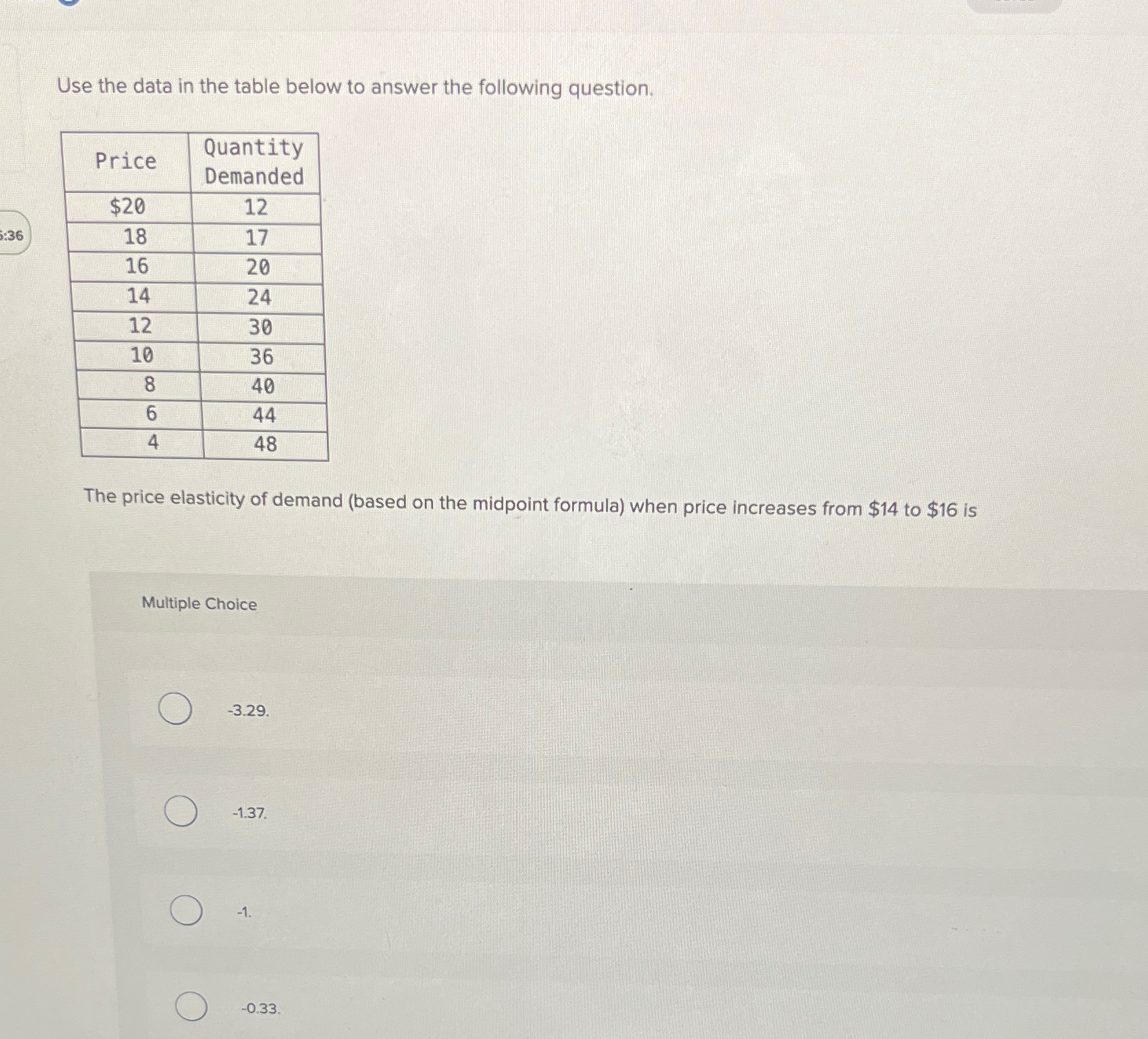 Solved Use the data in the table below to answer the | Chegg.com