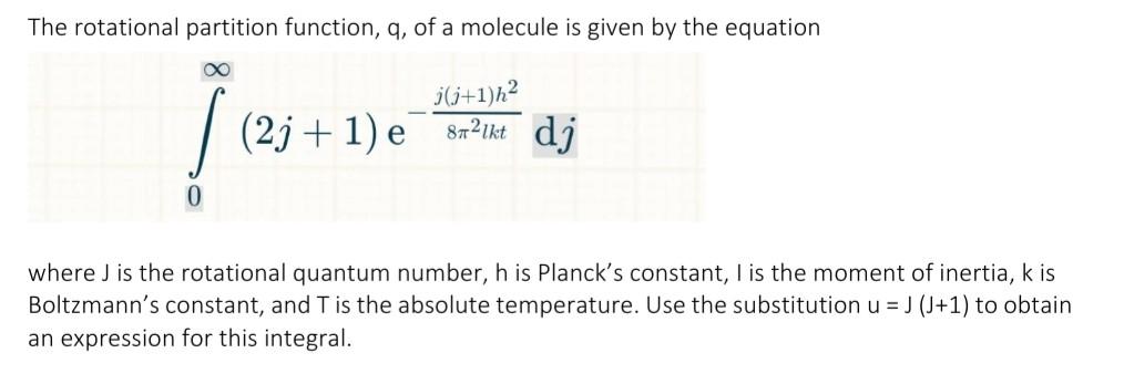 Solved The Rotational Partition Function Q Of A Molecul Chegg Com