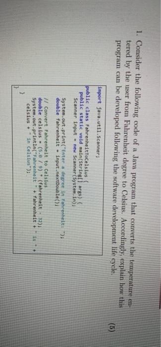 Solved 1. Consider the following code of a Java program that | Chegg.com