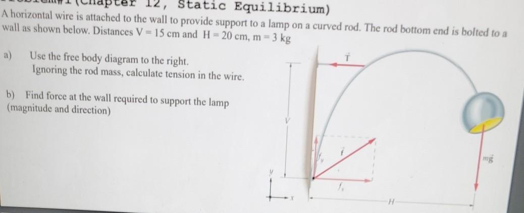 Solved 12, Static Equilibrium) A horizontal wire is attached | Chegg.com