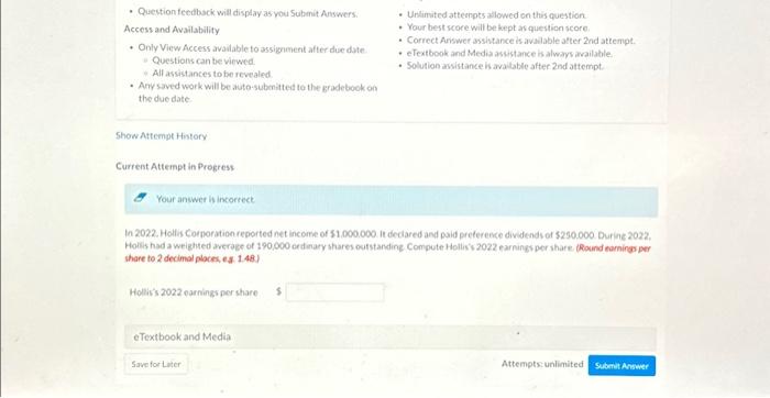 Solved Question feedback will display as you Submit Answers. | Chegg.com