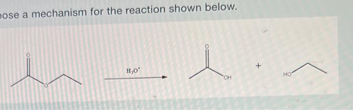 ose a mechanism for the reaction shown below.
\( \longrightarrow \mathrm{H}_{3} \mathrm{O}^{+} \longrightarrow \)
\( + \)