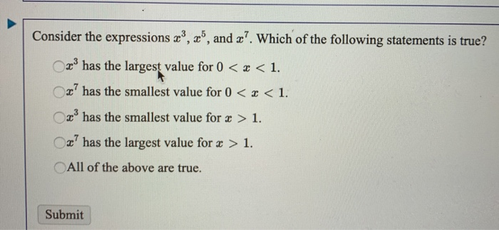 Solved Consider the expressions x3, x5, and x'. Which of the | Chegg.com