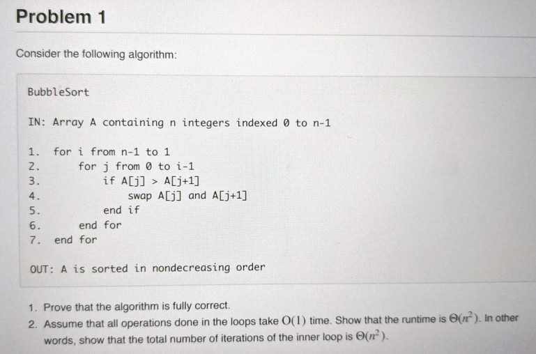 Solved Problem 1 Consider the following algorithm: | Chegg.com