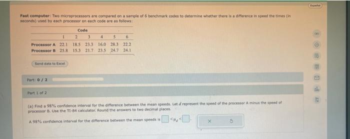 Solved Fast computer. Two microprocessors are compared on a | Chegg.com
