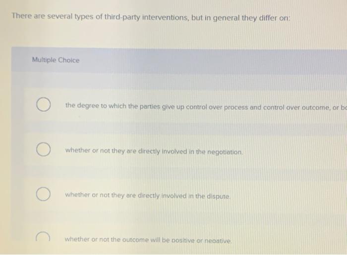 Solved There are several types of third-party interventions, | Chegg.com