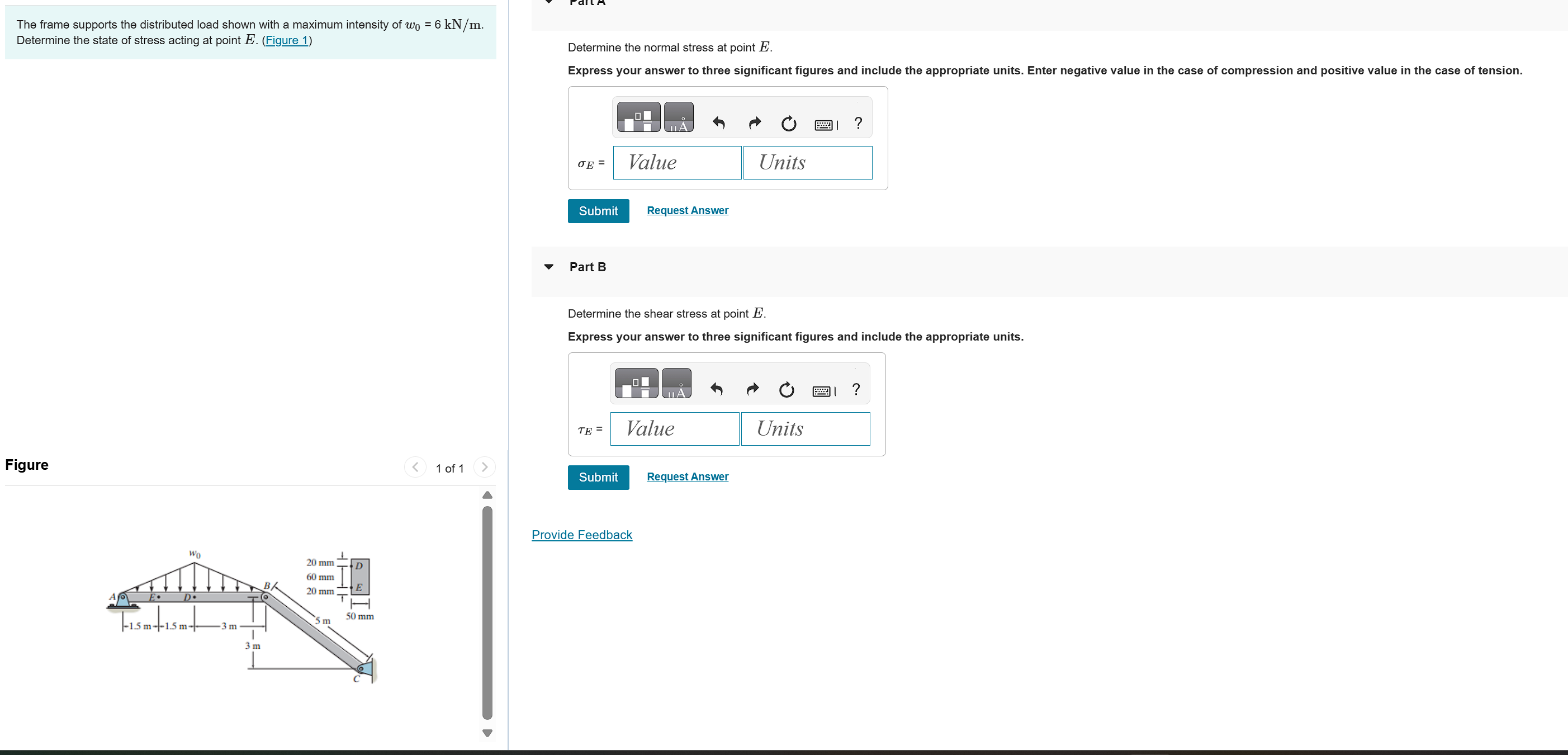 Solved The frame supports the distributed load shown with a | Chegg.com