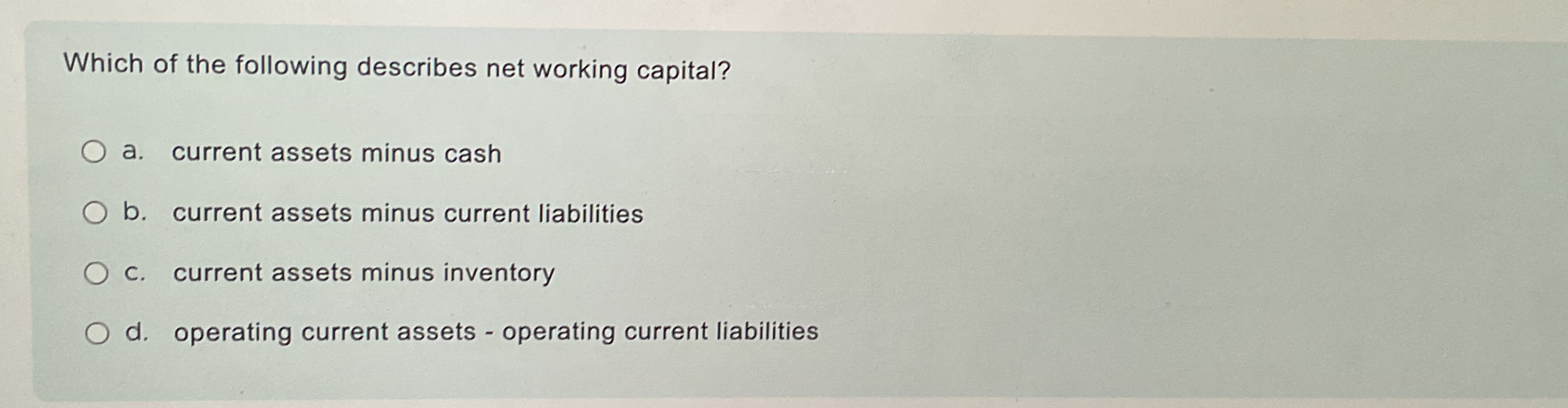 Which of the following describes net working | Chegg.com