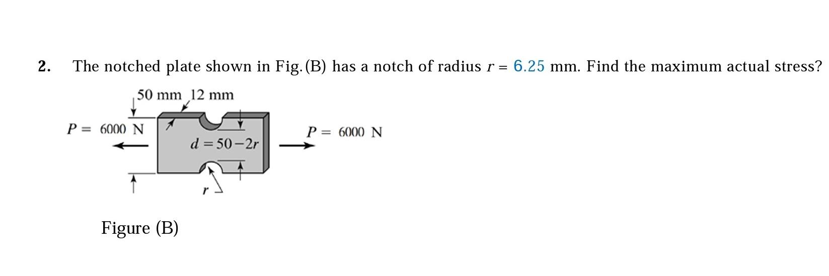 Solved 2. The notched plate shown in Fig. (B) has a notch of | Chegg.com