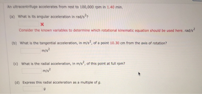 Solved An ultracentrifuge accelerates from rest to 100,000 | Chegg.com