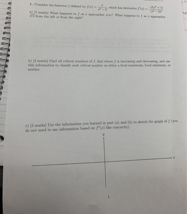 Solved 1. Consider the function f defined by f(x) = 3 , | Chegg.com
