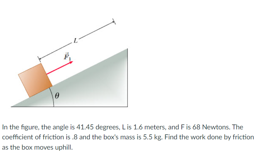 Solved In the figure, the angle is 41.45 ﻿degrees, L is 1.6
