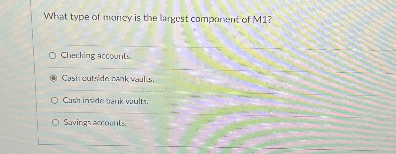 Solved What type of money is the largest component of